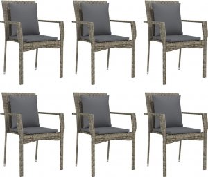 vidaXL 7-cz. zestaw mebli ogrodowych z poduszkami, szary, rattan PE 4