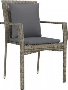 vidaXL 7-cz. zestaw mebli ogrodowych z poduszkami, szary, rattan PE 5