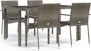 vidaXL 5-cz. zestaw mebli ogrodowych z poduszkami, szary, rattan PE 2
