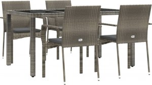 vidaXL 5-cz. zestaw mebli ogrodowych z poduszkami, szary, rattan PE 3