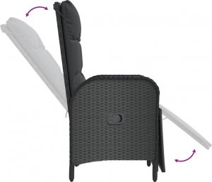 vidaXL 7-cz. zestaw mebli ogrodowych, poduszki, czarno-szary rattan PE 6