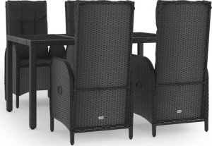 vidaXL 5-cz. zestaw mebli ogrodowych z poduszkami, czarny, polirattan 2