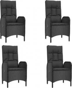 vidaXL 5-cz. zestaw mebli ogrodowych z poduszkami, czarny, polirattan 4