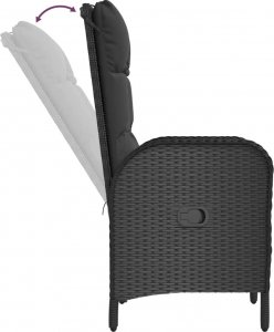 vidaXL 5-cz. zestaw mebli ogrodowych z poduszkami, czarny, polirattan 6