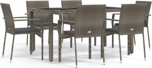 vidaXL 7-cz. zestaw mebli ogrodowych z poduszkami, szary rattan PE 2