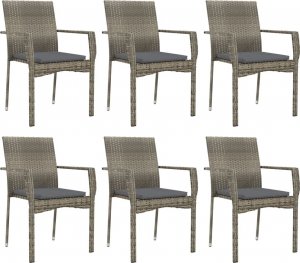 vidaXL 7-cz. zestaw mebli ogrodowych z poduszkami, szary rattan PE 4