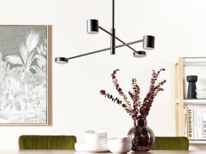 Lampa wisząca Beliani Lampa wisząca 4 - punktowa metalowa czarna BANDON 3