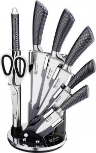 Elitehoff Noże kuchenne w bloku Elitehoff E 6262 stalowe + stojak zestaw noży szare 4