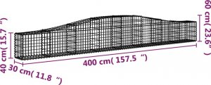 vidaXL Kosze gabionowe, 5 szt, 400x30x40/60 cm, galwanizowane żelazo 6