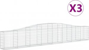 vidaXL Kosze gabionowe, 3 szt, 400x30x60/80 cm, galwanizowane żelazo 2