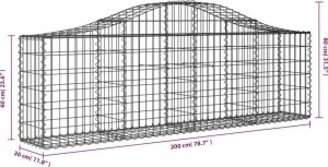vidaXL Kosze gabionowe, 4 szt, 200x30x60/80 cm, galwanizowane żelazo 6