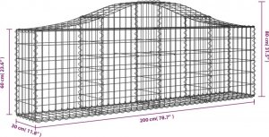 vidaXL Kosze gabionowe, 11 szt, 200x30x60/80 cm, galwanizowane żelazo 6