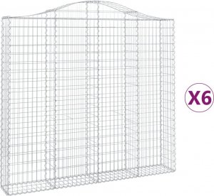 vidaXL vidaXL Kosze gabionowe, 6 szt, 200x30x180/200 cm, galwanizowane żelazo 2