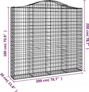 vidaXL vidaXL Kosze gabionowe, 6 szt, 200x30x180/200 cm, galwanizowane żelazo 6