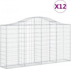 vidaXL Kosze gabionowe, 12 szt, 200x30x100/120cm, galwanizowane żelazo 2