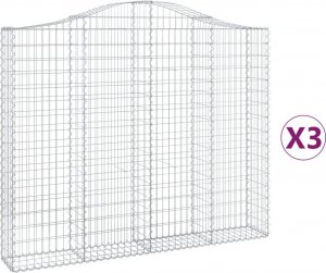vidaXL Kosze gabionowe, 3 szt, 200x30x160/180 cm, galwanizowane żelazo 2