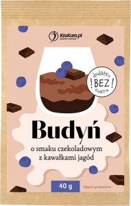 KruKam Budyń o smaku czekoladowym z kawałkami jagód 40g bez dodatku cukru 1