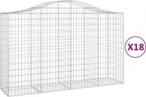 vidaXL Kosze gabionowe, 18 szt, 200x50x120/140cm, galwanizowane żelazo 2