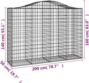 vidaXL vidaXL Kosze gabionowe, 50 szt, 200x50x140/160cm, galwanizowane żelazo 6