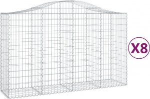 vidaXL vidaXL Kosze gabionowe, 8 szt, 200x50x120/140 cm, galwanizowane żelazo 2