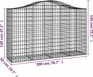 vidaXL vidaXL Kosze gabionowe, 8 szt, 200x50x120/140 cm, galwanizowane żelazo 6