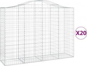 vidaXL Kosze gabionowe, 20 szt, 200x50x140/160cm, galwanizowane żelazo 2
