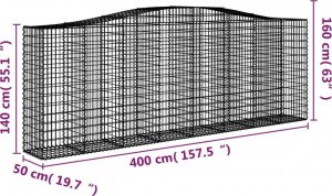 vidaXL vidaXL Kosze gabionowe, 4 szt, 400x50x140/160 cm, galwanizowane żelazo 6