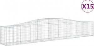 vidaXL vidaXL Kosze gabionowe, 15 szt, 400x50x60/80 cm, galwanizowane żelazo 2