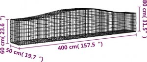 vidaXL vidaXL Kosze gabionowe, 15 szt, 400x50x60/80 cm, galwanizowane żelazo 6
