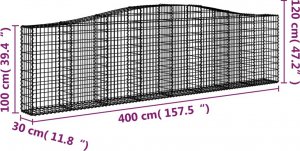 vidaXL vidaXL Kosze gabionowe, 25 szt, 400x30x100/120cm, galwanizowane żelazo 6