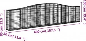 vidaXL vidaXL Kosze gabionowe, 25 szt, 400x30x80/100 cm, galwanizowane żelazo 6