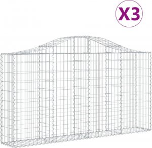 vidaXL Kosze gabionowe, 3 szt, 200x30x100/120 cm, galwanizowane żelazo 2