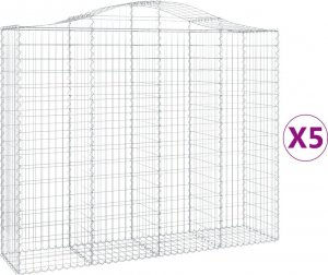 vidaXL Kosze gabionowe, 5 szt, 200x50x160/180 cm, galwanizowane żelazo 2