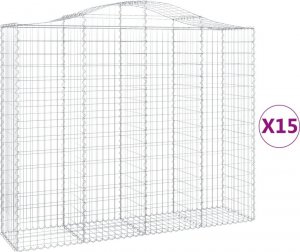 vidaXL vidaXL Kosze gabionowe, 15 szt, 200x50x160/180cm, galwanizowane żelazo 2