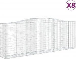 vidaXL vidaXL Kosze gabionowe, 8 szt, 400x50x140/160 cm, galwanizowane żelazo 2