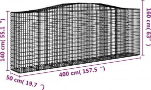 vidaXL vidaXL Kosze gabionowe, 8 szt, 400x50x140/160 cm, galwanizowane żelazo 6