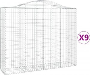 vidaXL Kosze gabionowe, 9 szt, 200x50x160/180 cm, galwanizowane żelazo 2