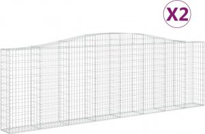 vidaXL Kosze gabionowe, 2 szt, 400x30x120/140 cm, galwanizowane żelazo 2