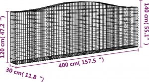 vidaXL Kosze gabionowe, 2 szt, 400x30x120/140 cm, galwanizowane żelazo 6