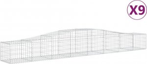 vidaXL Kosze gabionowe, 9 szt, 400x50x40/60 cm, galwanizowane żelazo 2