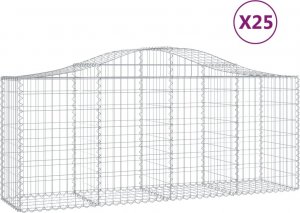 vidaXL Kosze gabionowe, 25 szt, 200x50x80/100 cm, galwanizowane żelazo 2