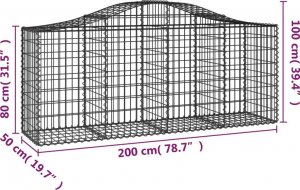vidaXL Kosze gabionowe, 25 szt, 200x50x80/100 cm, galwanizowane żelazo 6