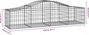vidaXL vidaXL Kosze gabionowe, 12 szt, 200x50x40/60 cm, galwanizowane żelazo 6