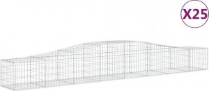 vidaXL Kosze gabionowe, 25 szt, 400x50x40/60 cm, galwanizowane żelazo 2