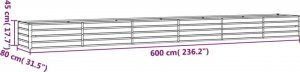 vidaXL Donica ogrodowa, szara, 600x80x45 cm, stal kortenowska 7