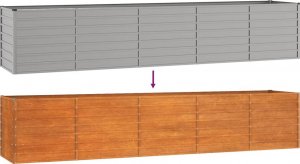 vidaXL Donica ogrodowa, szara, 400x80x77 cm, stal kortenowska 6