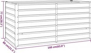 vidaXL Donica ogrodowa, szara, 160x80x77 cm, stal kortenowska 8