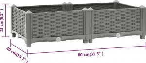 vidaXL vidaXL Donica do podwyższonej rabaty, 80x40x23 cm, polipropylen 8