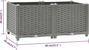 vidaXL vidaXL Donica do podwyższonej rabaty, 80x40x38 cm, polipropylen 8