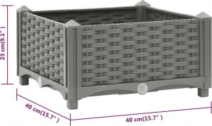 vidaXL vidaXL Donica do podwyższonej rabaty, 40x40x23 cm, polipropylen 7